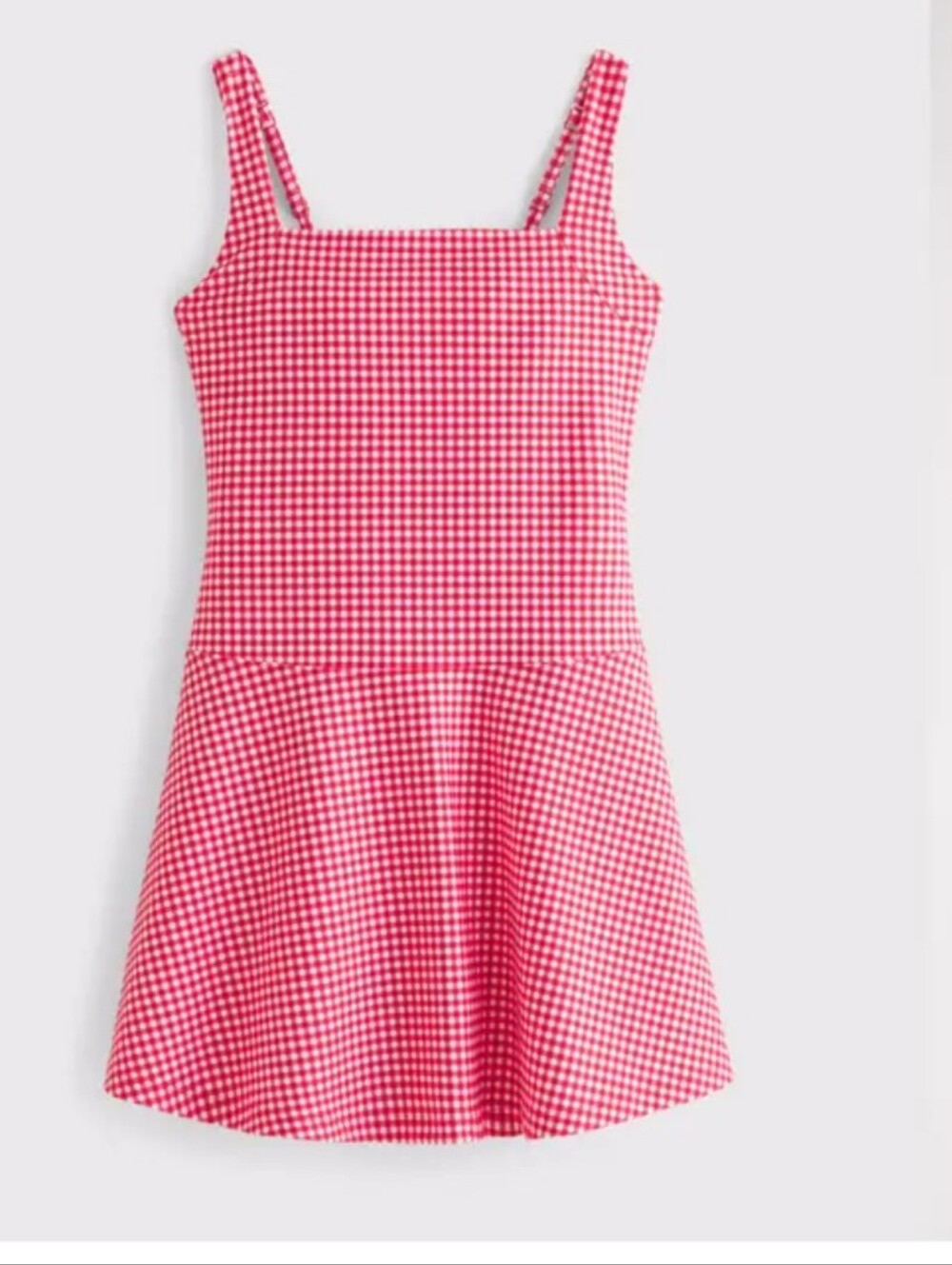 YPB sculptLUX Squareneck Active Dress Red Gingham Size MP NWT